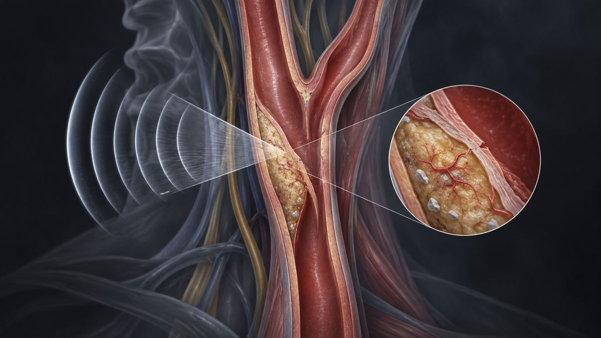 Original medical illustration for: Advances in Noninvasive Carotid Wall Imaging with Ultrasound: What Patients Need to Know