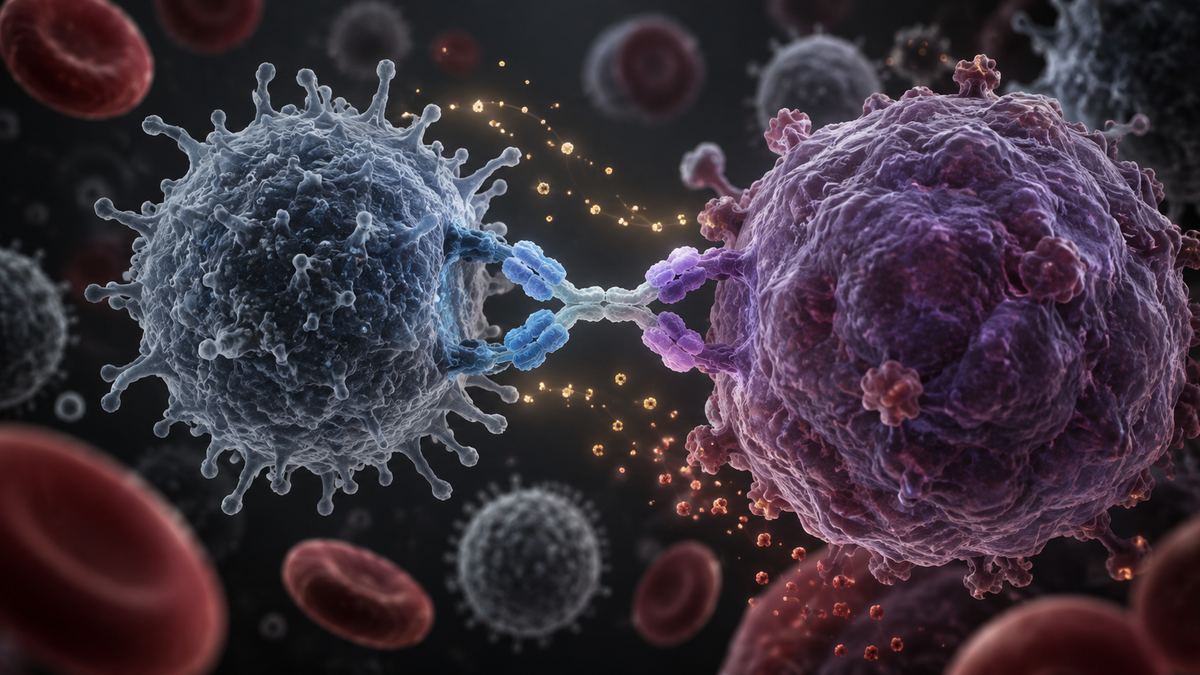 Original medical illustration for: Bispecific Antibodies for Blood Cancers: What a Major Review of 36 Studies Found About Benefits and Safety