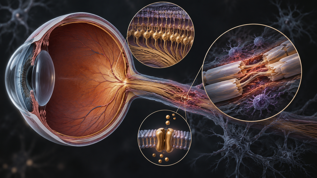 Original medical illustration for: Can a Common Seizure Medication Protect the Optic Nerve During Optic Neuritis? A Patient-Friendly Look at the Phenytoin Trial
