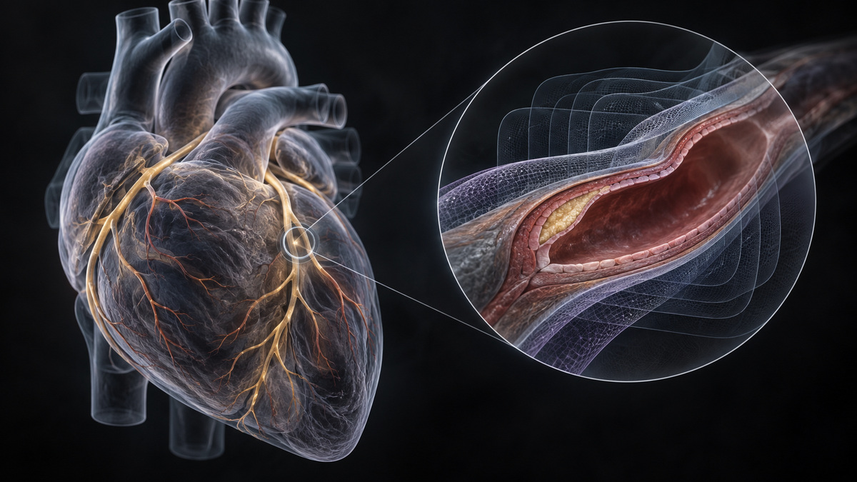 Original medical illustration for: Can Artificial Intelligence Detect the Earliest Signs of Heart Disease? What a Major CT Angiography Study Reveals About Tiny Coronary Plaques