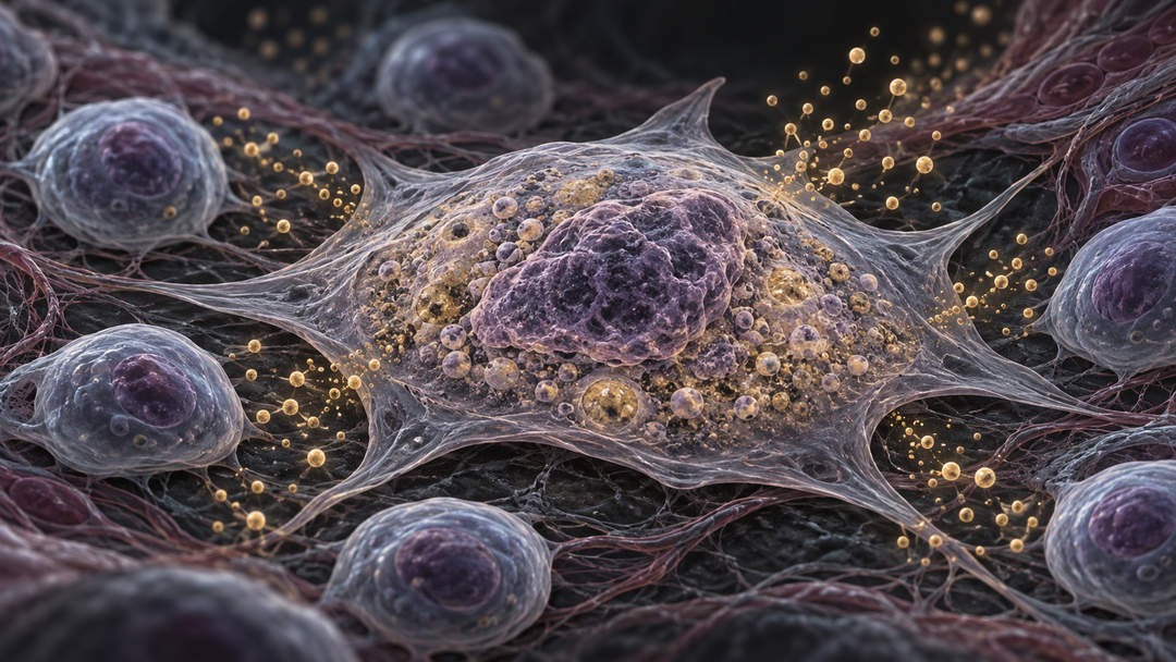Original medical illustration for: Cellular Senescence Explained: How "Zombie Cells" Drive Aging and What Scientists Are Doing About It