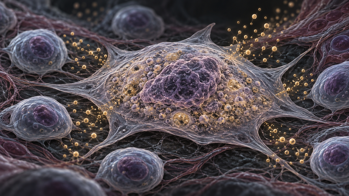 Original medical illustration for: Cellular Senescence Explained: How "Zombie Cells" Drive Aging and What Scientists Are Doing About It