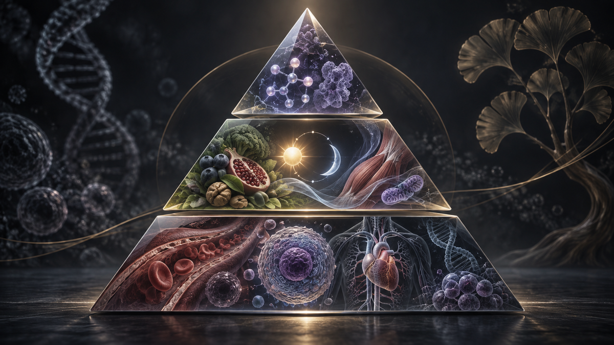 Original medical illustration for: Climbing the Longevity Pyramid: A Patient's Guide to Evidence-Based Strategies for Healthy Aging