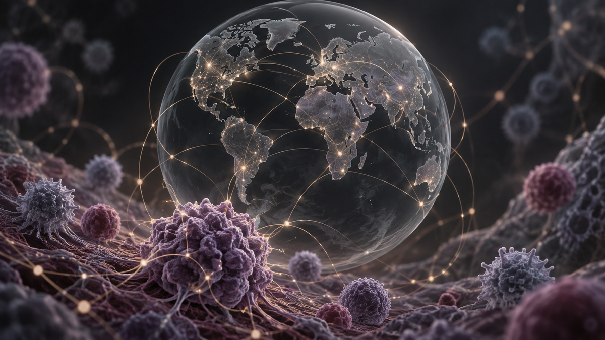 Original medical illustration for: ESMO's 2023 Annual Report: Strengthening the Global Fight Against Cancer