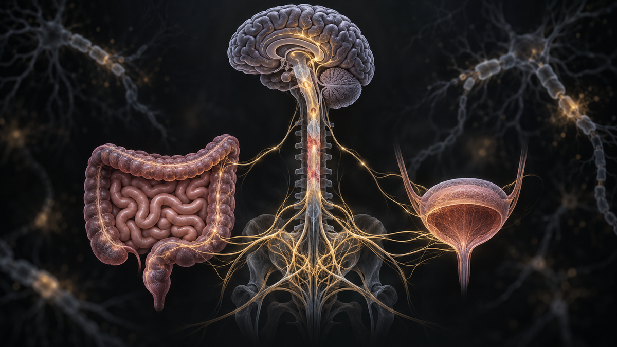 Original medical illustration for: Gut, Bladder, and Sexual Problems in Multiple Sclerosis: A Practical Guide for Patients and Care Teams