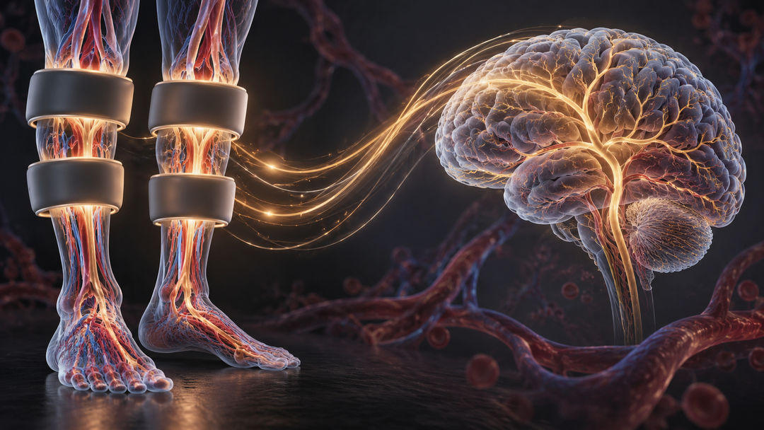 Original medical illustration for: Leg Cuff Therapy Improves Thinking and Daily Function in Early Alzheimer's Disease: Results of a 190-Patient Randomized Trial
