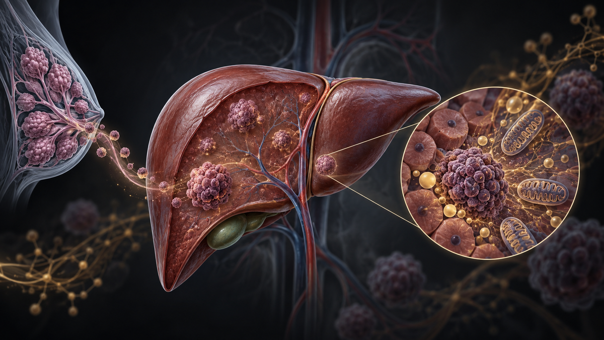 Original medical illustration for: Liver Metastatic Breast Cancer: How Diet and Metabolism Influence Disease and Treatment
