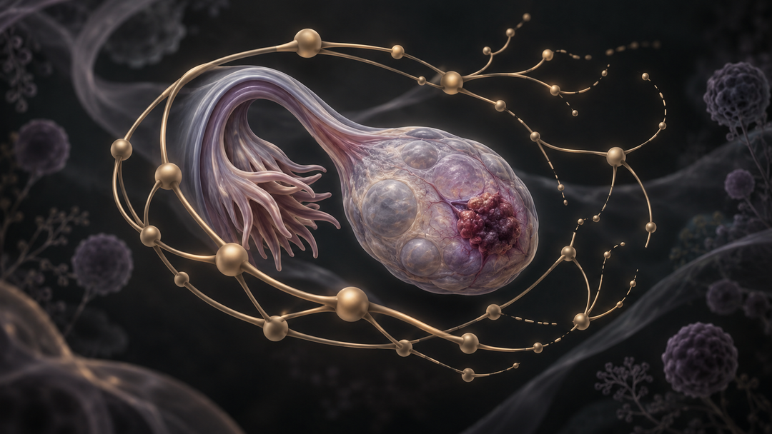Original medical illustration for: Living with Ovarian Cancer: What Patients and Family Caregivers Need — A Patient-Friendly Guide to a Major Research Review