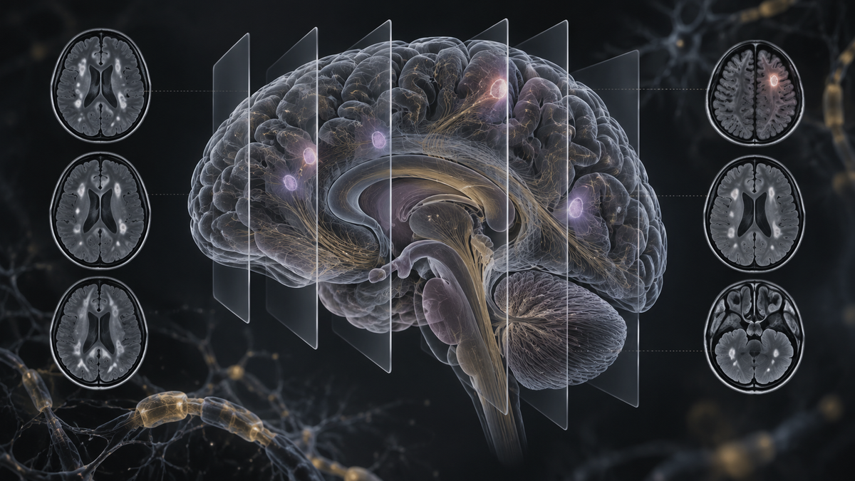 Original medical illustration for: MRI in Multiple Sclerosis: How Imaging Helps Diagnose and Predict the Disease