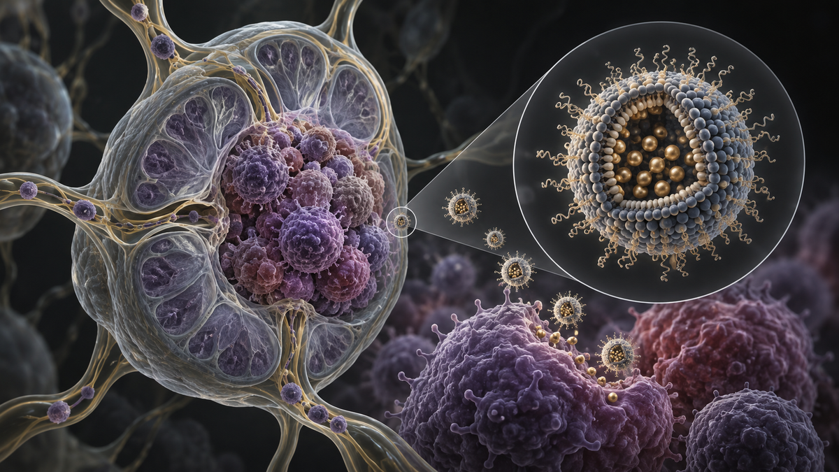Original medical illustration for: Nanomedicine for Lymphoma: How Tiny Particles Are Revolutionizing Cancer Treatment