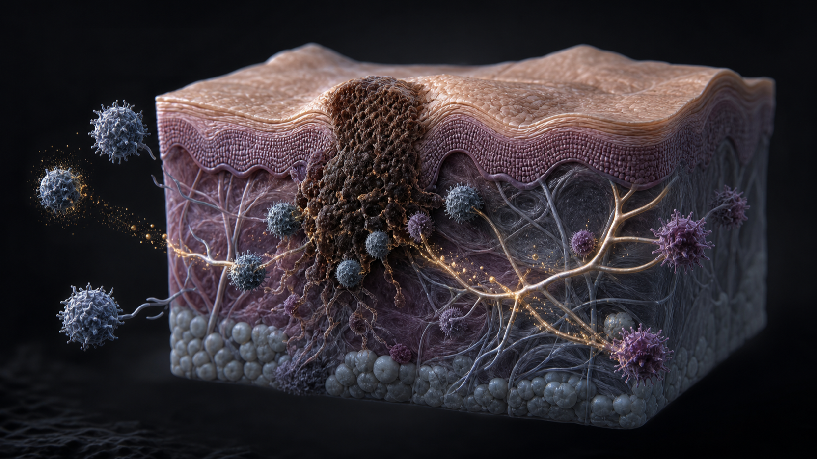 Original medical illustration for: Recent Breakthroughs in Melanoma Treatment: What Patients Need to Know