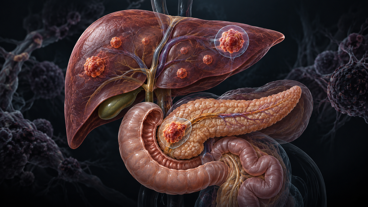 Original medical illustration for: Removing the Primary Tumor, With or Without Liver Surgery, Is Linked to Longer Survival in Patients Whose Neuroendocrine Tumors Have Spread to the Liver