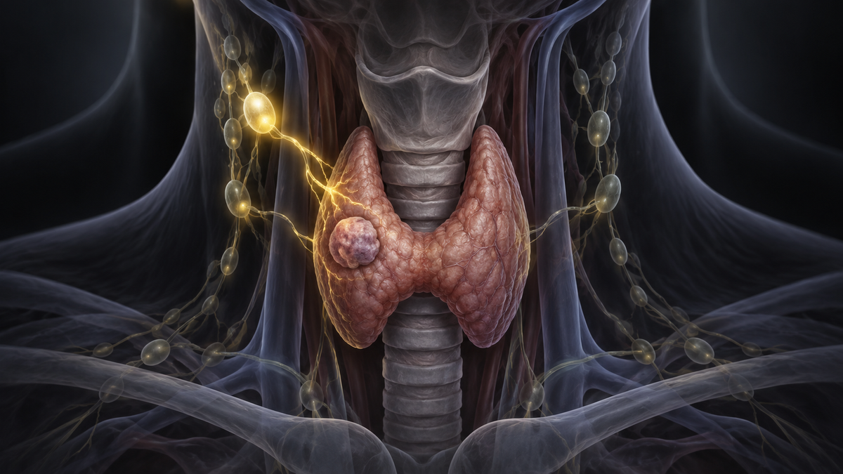 Original medical illustration for: Sentinel Lymph Node Mapping in Thyroid Cancer: A Patient's Guide to What It Is, How It Works, and What the Research Shows