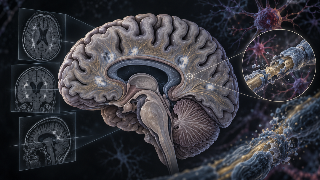 Original medical illustration for: The Ageing Brain and Multiple Sclerosis: What Imaging Reveals