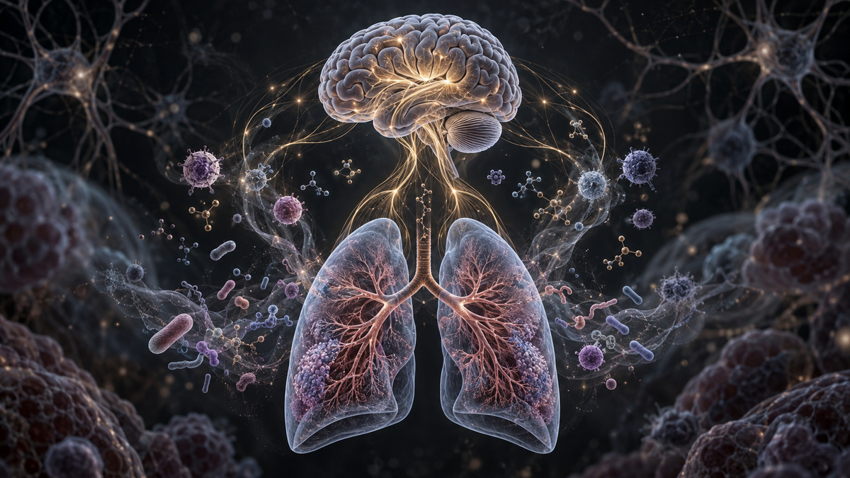 Original medical illustration for: The Brain-Lung Axis: How the Brain and Lungs Communicate — and Why It Matters for Patients
