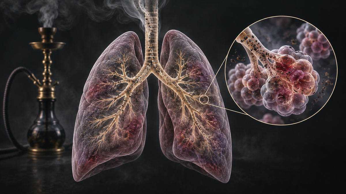 Original medical illustration for: The Hidden Dangers of Shisha (Hookah) Smoking: What Every Smoker Needs to Know