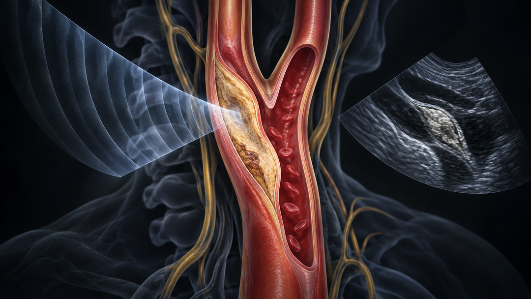 Original medical illustration for: Ultrasound: A Key Tool for Preventing Strokes and Heart Attacks