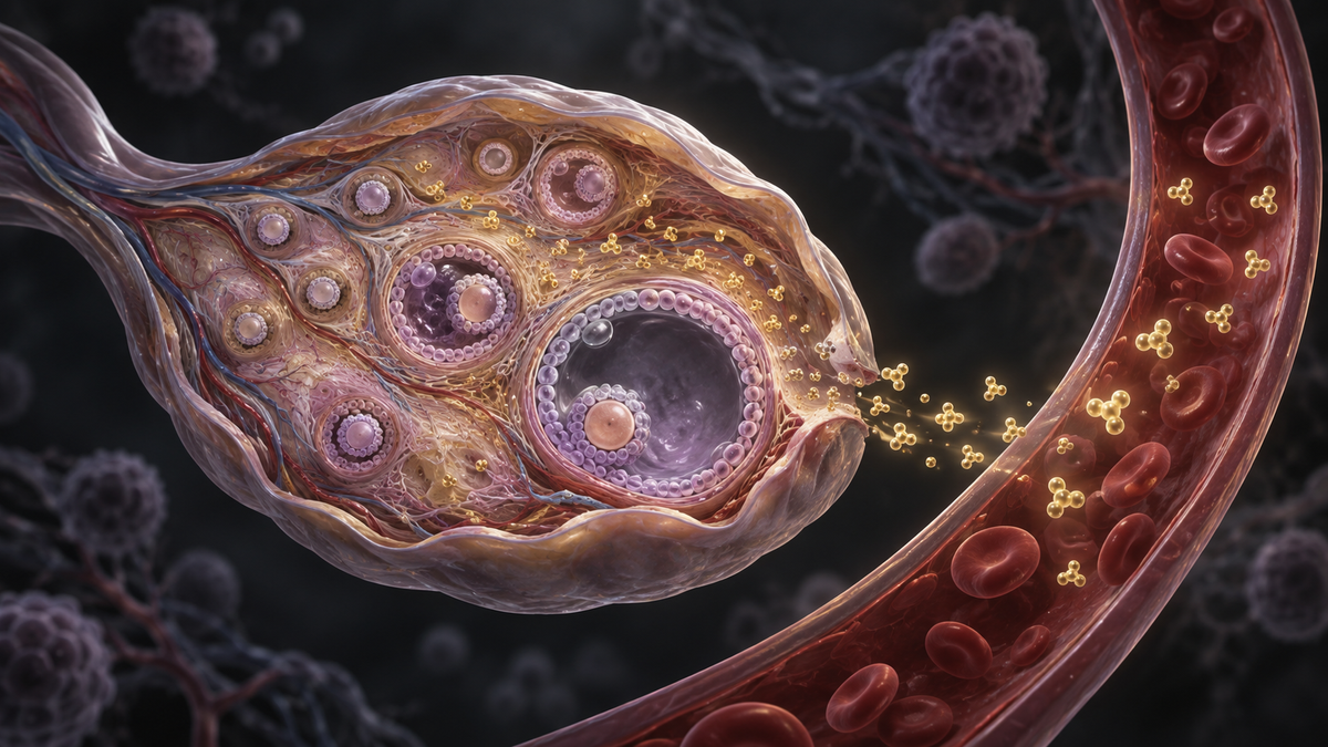 Original medical illustration for: Understanding Anti-Müllerian Hormone: A Key Blood Test for Female Fertility