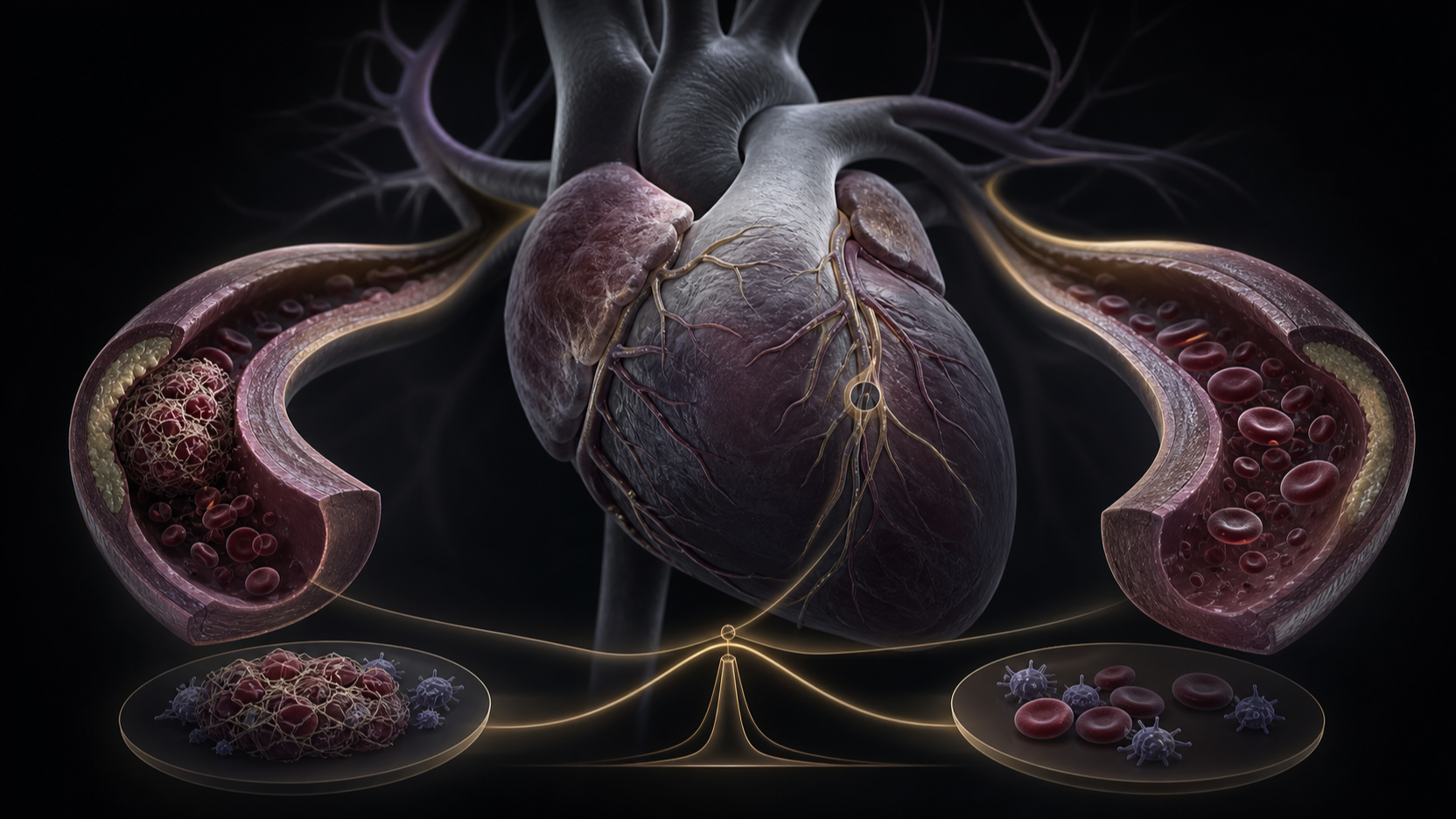 Original medical illustration for: Understanding Blood-Thinning Medications After Heart Attacks: A Patient's Guide