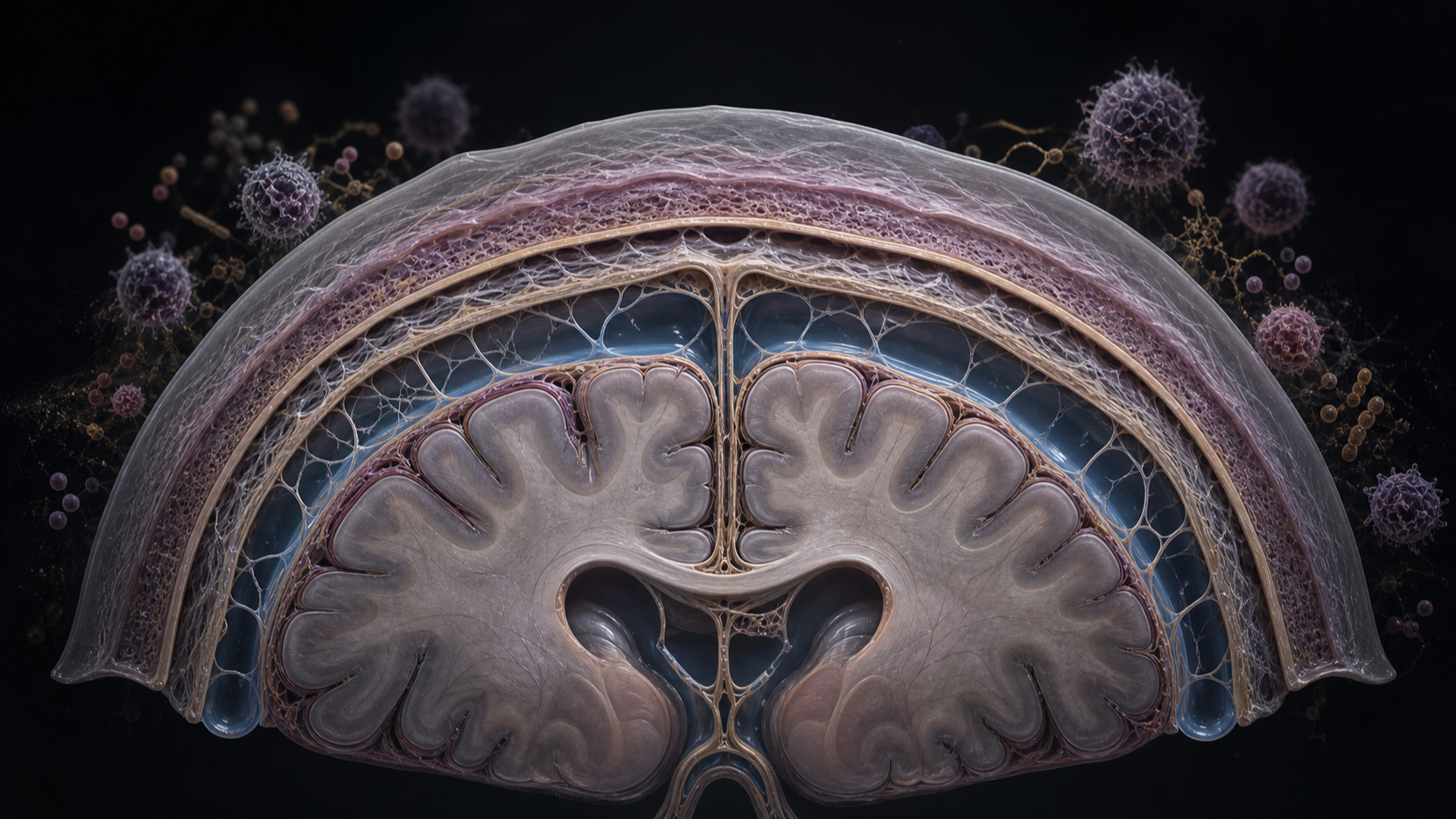 Original medical illustration for: Understanding Chronic Meningitis: Causes, Diagnosis, and Treatment