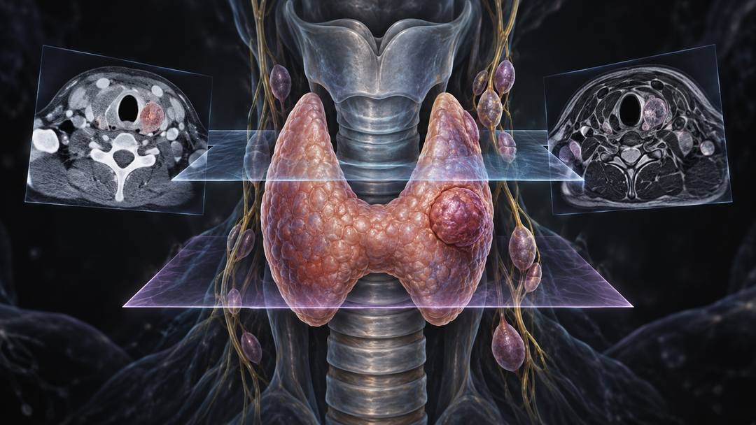 Original medical illustration for: Understanding Thyroid Cancer Imaging: A Patient's Guide to CT and MRI Scans