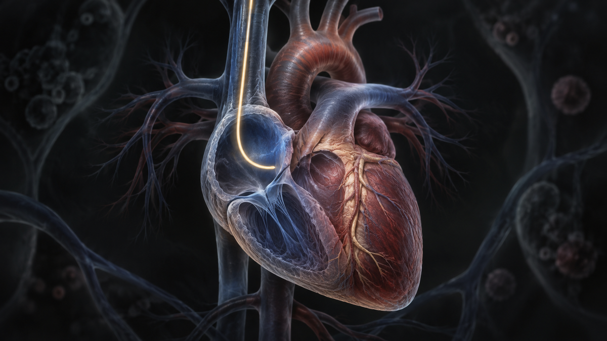 Original medical illustration for: Werner Forssmann: The Doctor Who Catheterized His Own Heart and Won the Nobel Prize